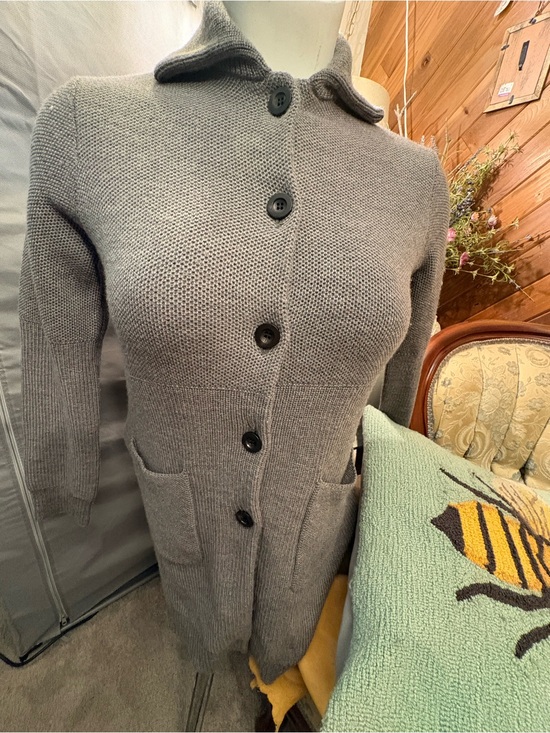 ensuite Sweaters - Women's Gray Knit Button-Up Cardigan with Collar